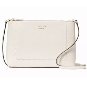 Kate Spade Leila Crossbody Pebble Leather Parchment Off White Cream KG464